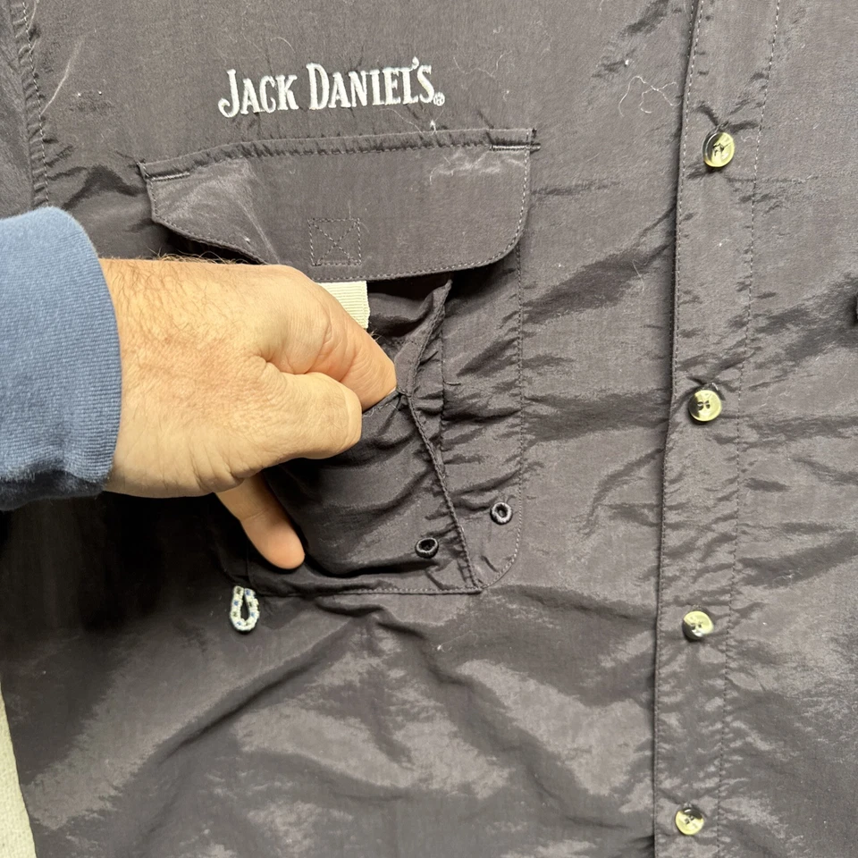 Jack Daniel’s Men’s Large Black Button Front Utility Work Shirt Embroidered Logo - Image 4 of 4
