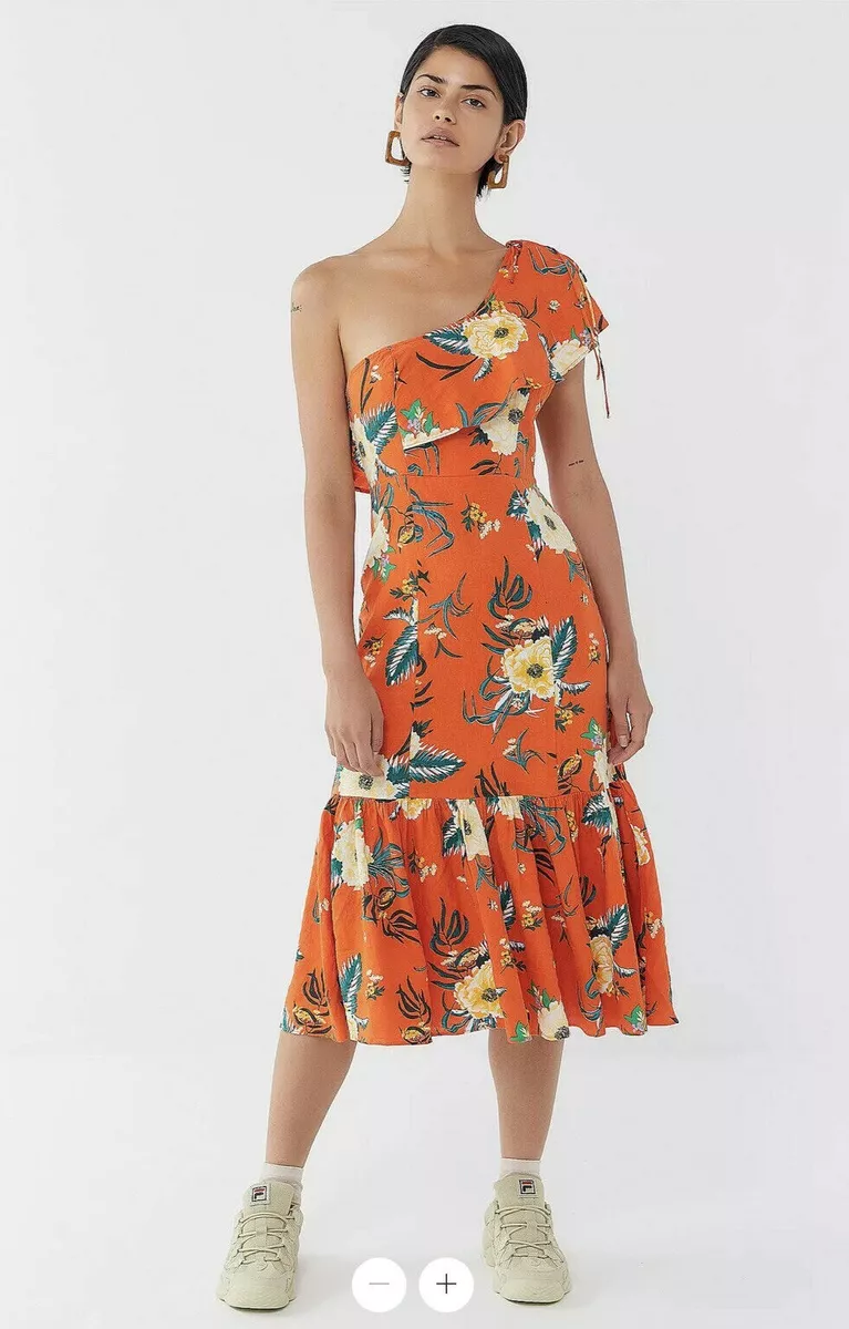 Urban outfitters orange floral dress cheap