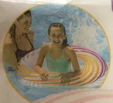 Intex Float Clear, Pink & Orange Swirl Inflatable Water Swim Pool Tube, 36", NIP