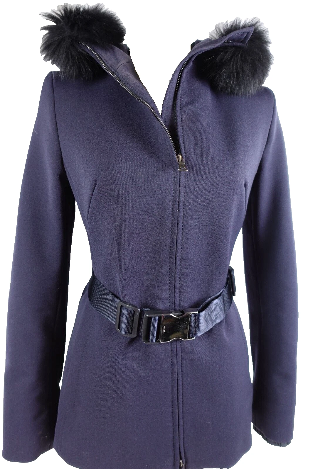 Giacca cappotto donna Prada con cintura e zip intera taglia 40 Italia Navy 4 US Casual