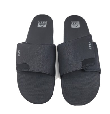 Reef Men's Fanning Slide Bottle Opener Sandals Black Silver Size