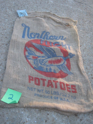 Vintage burlap sack Northern FLIGHT Potatoes Eagle Graphic U.S.A. empty sack