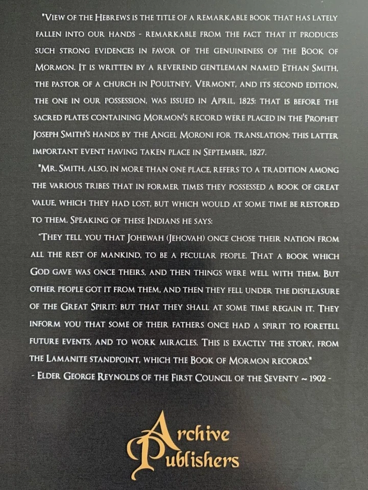 View of the Hebrews by Ethan Smith (Reprint 1825, New) - Image 2 of 2