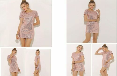 Pretty Little Thing Rose Gold Sequin Chain Choker Mini Dress size 10 | eBay  UK