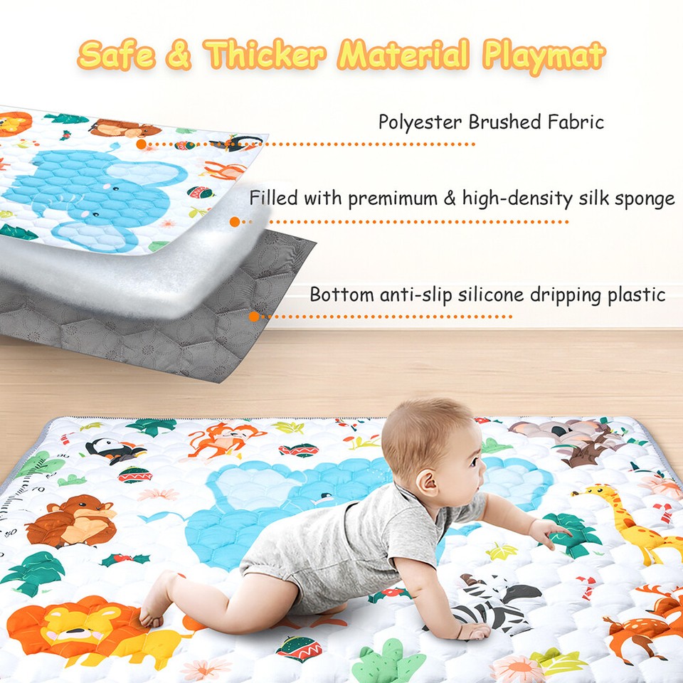 Baby Crawling Play Mat Foldable Cotton Children Carpet Mat Cartoon Kids