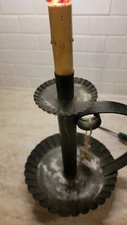 Primitive Colonial Vintage Electric  Tin Crimped Candlestick Light Fixture