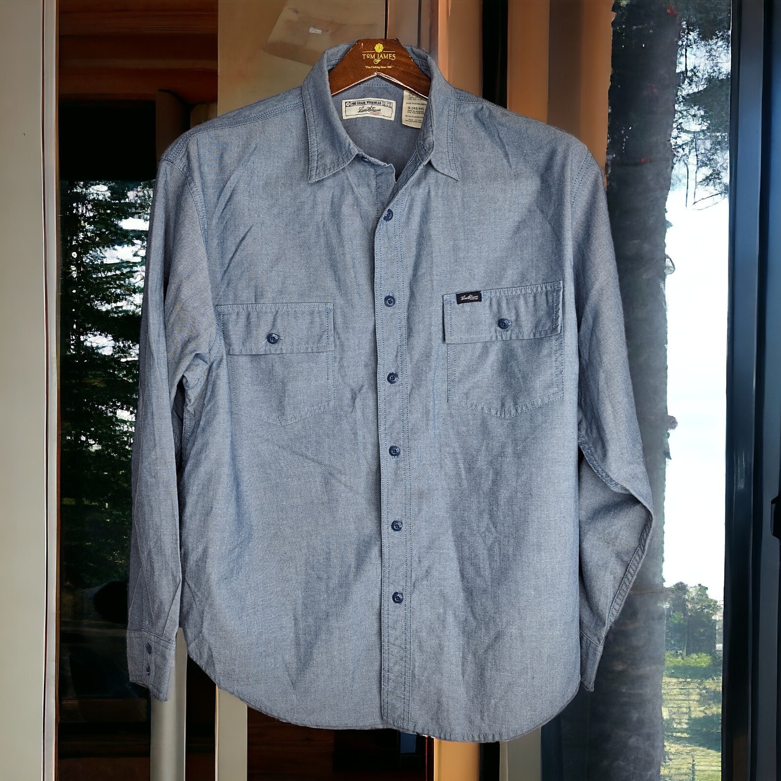 Levi Strauss Pro Grade Workwear Shirt Mens L Blue LS Button Down Cotton Blend