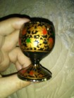 Vintage Small Decorative Wooden Chalice Leaf Design — photo 1