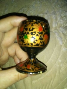 Vintage Small Decorative Wooden Chalice Leaf Design