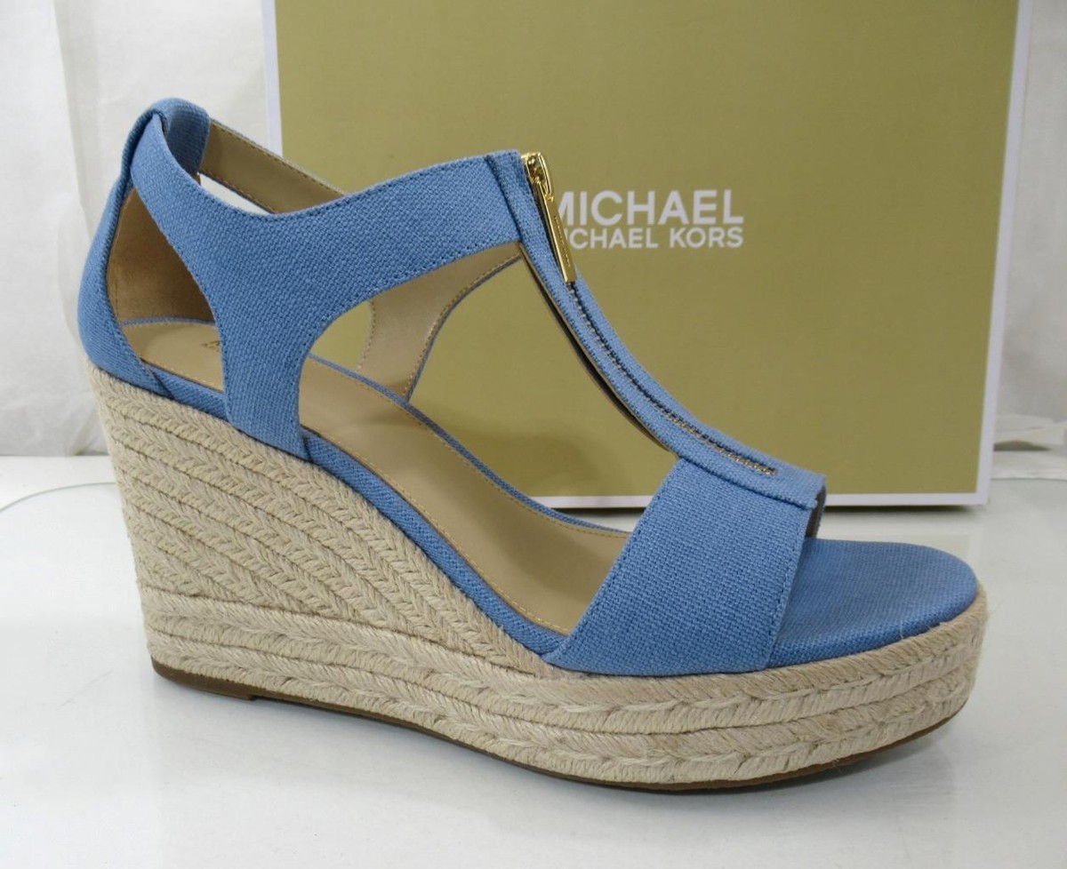 Michael Kors Berkley Mid Platform Wedge Sandals Espadrille French blue Size  9.5 | eBay