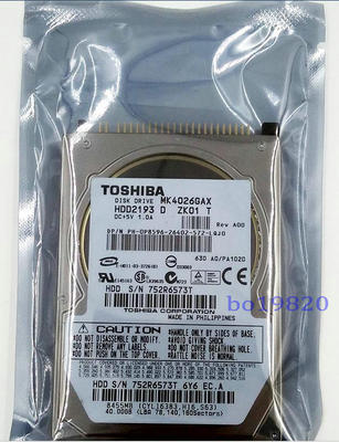 New Toshiba 40gb 5400 RPM,2.5'' IDE (MK4026GAX) Internal Hard Disk Drives