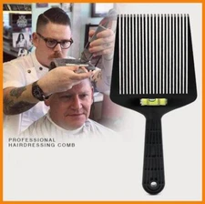 Flat Top Guide Comb With Liquid Bubble Level Flattopper Straight Hair Cut Black