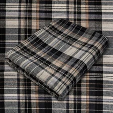 Tan and Black Plaid Cotton Flannel Fabric - 60" Wide - Sold by the Yard and Bolt