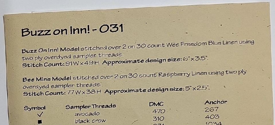 Lizzie Kate Cross Stitch Pattern Buzz on Inn Honey Hive Bee Mine OOP  5r20 - Image 4 of 4