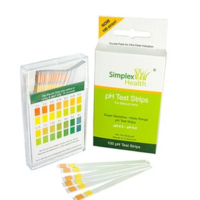 SIMPLEXHEALTH 100 x Alkaline pH Test Strips Kit 4.5-9.0 Saliva & Urine (were 80 per pack)