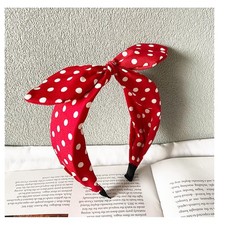 Red Polka Dot Bow Headband Cute Bandana 50s Costume Hair Accessories Halloween