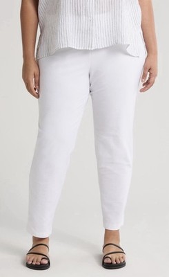 NEW Eileen Fisher, Plus 3X, Stretch Crepe Slim Ankle Pants, Pull On, White $168
