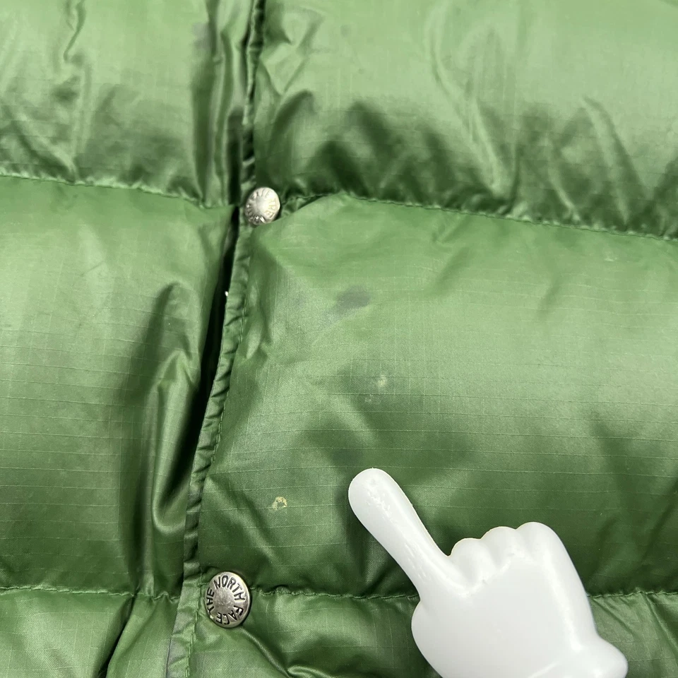 VTG North Face Nuptse Vest Mens XL Green Down Insulated Puffer Retro Snap Up 70s - Image 4 of 4