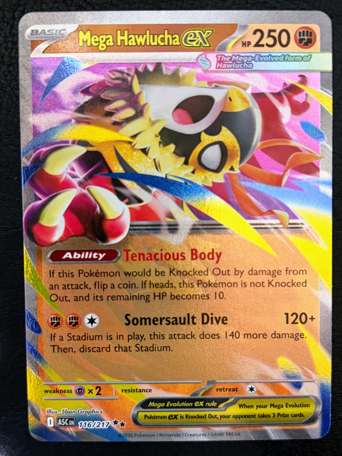 Pokemon Mega Hawlucha ex 116/217 Mega Evolution Ascended Heroes Double Rare 2025