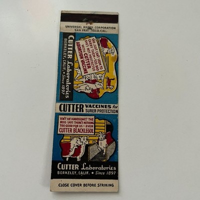 Cutter Laboratories Berkeley CA Vintage Matchbook Cover TMB29-1