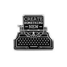New! CREATE SOMETHING NEW enamel pin badge artist typewriter imagine inspire thumbnail