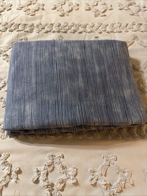 Yves Delorme Paris Queen Fitted Sheet Blue Ticking Stripe France Discontinued
