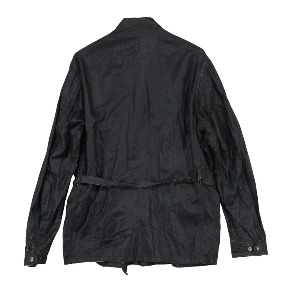 Barbour Duralinen International Jacket Mens Size M Black Linen Belted Motorcycle - Image 2 of 4