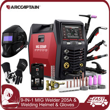 ARCCAPTAIN MIG205MP MIG Welder 9 IN 1 iControl Aluminum Welding Helmet Gloves