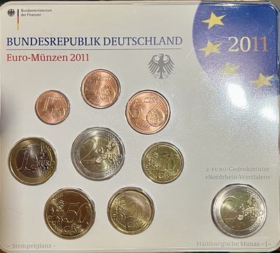 #ad 2011 Bundesrepublik Deustchland Germany Euro Münzen Hamburg Uncirculated Set $39.99