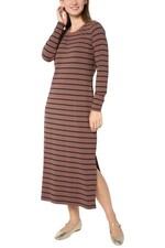 Belle Women's  TripleLuxe Knit Striped Maxi Dress French Choco
