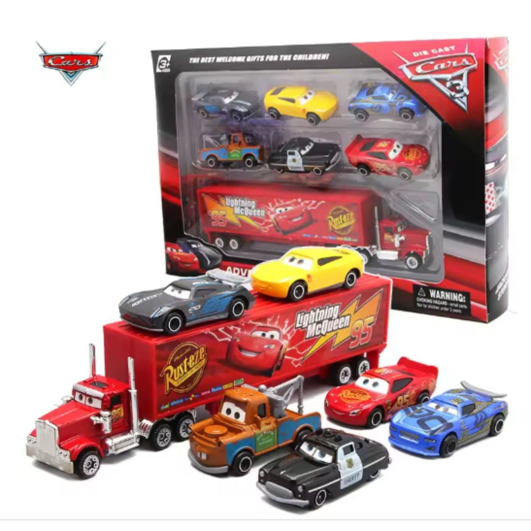 7PCS Disney Pixar Cars Lightning McQueen Jackson Storm Mack Truck Diecast