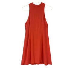 Free People Orange Sleeveless Mock Neck Cutout Back Mini Dress Size S