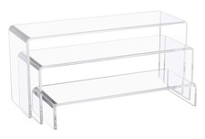 3 PC Large Clear Acrylic Riser Set, Acrylic Display Risers Shelf Showcase Fix...