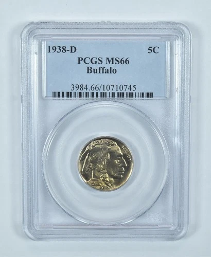 1938-D Indian Head Buffalo Nickel MS66 PCGS Blue Label *2358