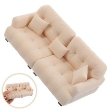 Dollhouse Mini Chair Couch: 1:30 Miniature Furniture with Plush Pillows -