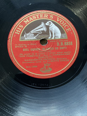 1950 12'' 78 MARGHERITA CAROSIO - QUEL GUARDO / QUI LA VOCE - HMV D.B.6858