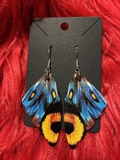 Women  s Colorful Butterfly Wing Shaped Light Weight Earrings Large, Dangely