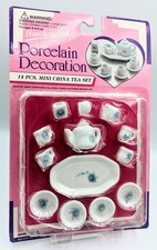 New Vintage Toy Handcrafted Porcelain Decoration 14 Pcs. Mini China Tea Set