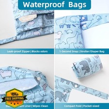 ILZAR 3PCS Waterproof Wet Dry Bags for Diaper Swimsuit Travel
