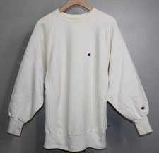 Vintage 90s Champion Reverse Weave Crewneck Sweatshirt White Made USA XL