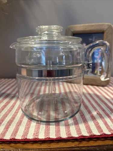 Vintage Pyrex Flame Ware Glass Percolator 6 Cup Coffee Pot #7756