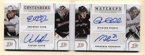 2013-14 Contenders Matchups Booklet Quad Autograph Anaheim Ducks # 129/199