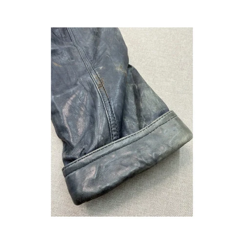 Milestone Lamb Nappa Leather Jacket Washed Navy Blue 2000s XXS image 3