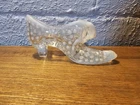 VTG Fenton Hobnail Clear & White Art Glass Shoe/boot