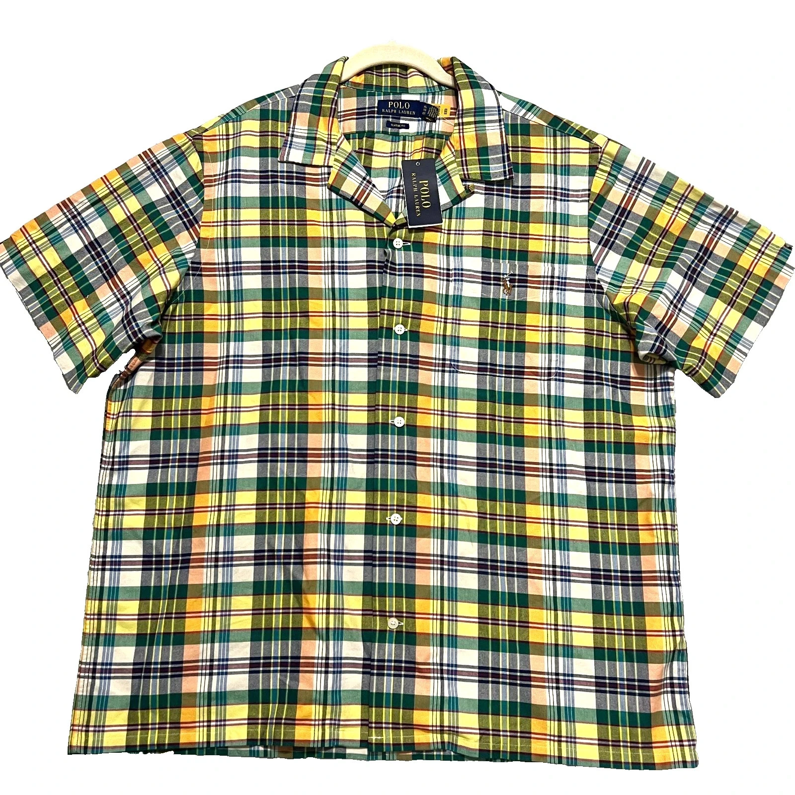 Polo Ralph Lauren Men Oxford Button UP Shirt Classic-Fit Yellow Plaid Choose Sz