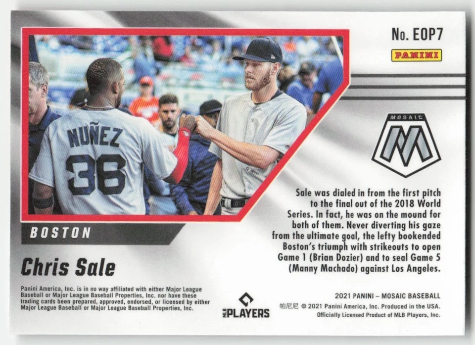 2021 Panini Mosaic #EOP7 Chris Sale Eyes on the Prize - Image 2 of 2