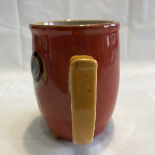Gibson Owl Coffee Mug Cup Orange Brown Stoneware Vintage Look 3D - Picture 3 of 6