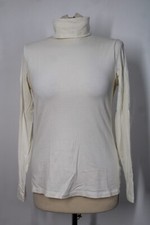 Lands End S Ivory Shaped Fit Lightweight Skimming Turtleneck Long Sleeve Top