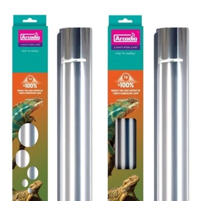 Arcadia Lamp Reflector T5 T8 for Fluorescent Tube with Clips Double Light Output