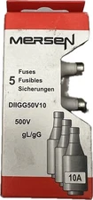 5x Mersen 10A fuse-links 5 pieces 500V fuse-links Diazed DII 10A